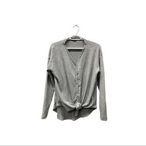 NWT Gibson Grey thermal tie up long sleeve top
